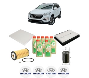 Set Pachet filtre revizie Bosch, 7 litrii ulei Castrol 5W30 HYUNDAI GRAND SANTA FÉ 2.2 CRDi All-wheel Drive din 2013-2018, 4x Stickere auto cu HYUNDAI - Img 2