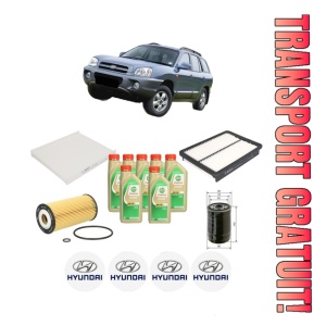 Set Pachet filtre revizie Bosch, 7 litrii ulei Castrol 5W30 HYUNDAI SANTA FÉ II SUV Van (CM) CRDi din 2009-2013, 4x Stickere auto cu HYUNDAI