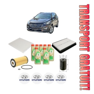 Set Pachet filtre revizie Bosch, 7 litrii ulei Castrol 5W30 HYUNDAI SANTA FÉ III (DM, DMA) 2.0 CRDi 4WD din 2012-2018, 4x Stickere auto cu HYUNDAI