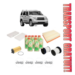 Set Pachet filtre revizie Bosch, 7 litrii ulei Castrol 5W30 JEEP CHEROKEE (KK) 2.8 CRD 4x4 din 2008, 4x Stickere auto cu JEEP
