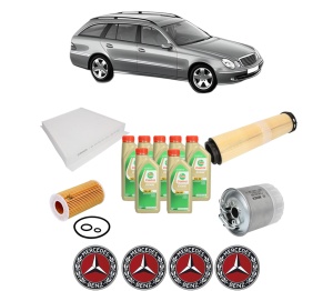 Set Pachet filtre revizie Bosch, 7 litrii ulei Castrol 5W30 MERCEDES-BENZ E-CLASS T-Model (S211) E 220 T CDI (211.206) din 2003-2009, 4x Stickere auto cu MERCEDES-BENZ - Img 2