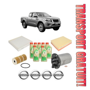 Set Pachet filtre revizie Bosch, 7 litrii ulei Castrol 5W30 NISSAN NAVARA NP300 Pickup (D23, D23T) 2.3 dCi 4x4 (D231) din 2015, 4x Stickere auto cu NISSAN
