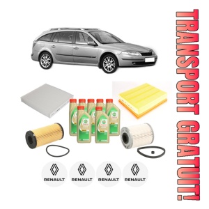 Set Pachet filtre revizie Bosch, 7 litrii ulei Castrol 5W30 RENAULT LAGUNA II Grandtour (KG0/1_) 2.0 dCi (KG1T) din 2005-2006, 4x Stickere auto cu RENAULT