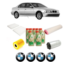 Set Pachet filtre revizie Bosch, 7 litrii ulei Castrol 5W40 BMW Seria 5 (E39) 525 d din 2000-2003, 4x Stickere auto cu BMW - Img 2