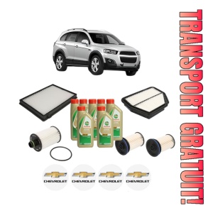 Set Pachet filtre revizie Bosch, 7 litrii ulei Castrol 5W40 CHEVROLET CAPTIVA (C100, C140) 2.2 D din 2011, 4x Stickere auto cu CHEVROLET