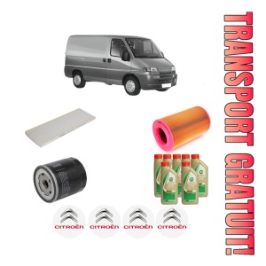 Set Pachet filtre revizie Bosch, 7 litrii ulei Castrol 5W40 CITROEN JUMPER I Van (230L) 2.0 HDI din 2001-2002, 4x Stickere auto cu CITROEN