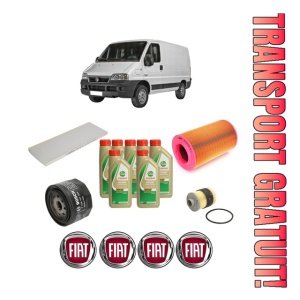 Set Pachet filtre revizie Bosch, 7 litrii ulei Castrol 5W40 FIAT DUCATO Bus (244_) 2.3 JTD din 2001-2006, 4x Stickere auto cu FIAT
