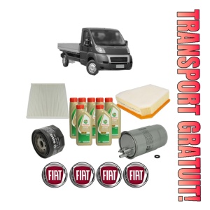 Set Pachet filtre revizie Bosch, 7 litrii ulei Castrol 5W40 FIAT DUCATO Platform/Chassis (250_) 130 Multijet 2,3 D din 2006, 4x Stickere auto cu FIAT