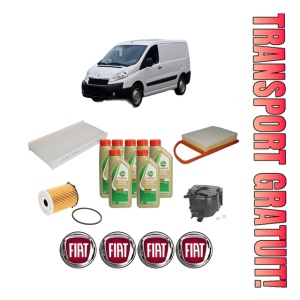 Set Pachet filtre revizie Bosch, 7 litrii ulei Castrol 5W40 FIAT SCUDO Van (270_, 272_) 1.6 D Multijet din 2007-2016, 4x Stickere auto cu FIAT