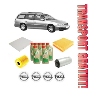 Set Pachet filtre revizie Bosch, 7 litrii ulei Castrol 5W40 OPEL OMEGA B Estate (V94) 2.5 DTI (F35, M35, P35) din 2001-2003, 4x Stickere auto cu OPEL
