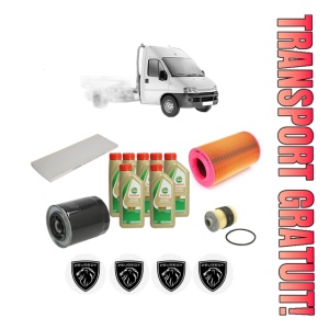 Set Pachet filtre revizie Bosch, 7 litrii ulei Castrol 5W40 PEUGEOT BOXER Platform/Chassis (244) 2.8 HDi din 2004-2006, 4x Stickere auto cu PEUGEOT