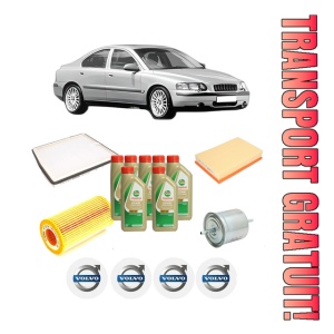 Set Pachet filtre revizie Bosch, 7 litrii ulei Castrol 5W40 VOLVO S60 I (384) D5 din 2001-2010, 4x Stickere auto cu VOLVO