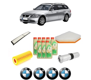 Set Pachet filtre revizie Bosch, 8 litrii ulei Castrol 5W30 BMW Seria 3 Touring (E91) 330 d xDrive din 2009-2012, 4x Stickere auto cu BMW - Img 2