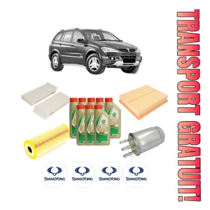 Set Pachet filtre revizie Bosch, 8 litrii ulei Castrol 5W40 SSANGYONG Actyon I 2.0 Xdi din 2005, 4x Stickere auto cu SSANGYONG