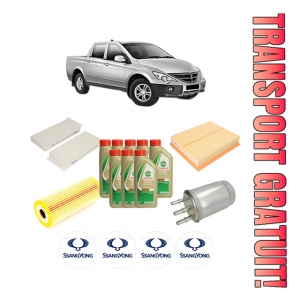 Set Pachet filtre revizie Bosch, 8 litrii ulei Castrol 5W40 SSANGYONG Actyon SPORTS I (QJ) 2.0 Xdi 4WD din 2007, 4x Stickere auto cu SSANGYONG