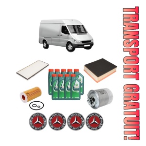 Set Pachet filtre revizie Bosch, 9 litrii ulei Castrol 10W40 MERCEDES-BENZ SPRINTER 3-t Van (B903) 316 CDI (903.661, 903.662, 903.663) din 2000-2006, 4x Stickere auto cu MERCEDES-BENZ
