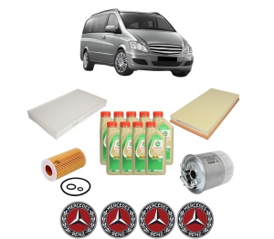 Set Pachet filtre revizie Bosch, 9 litrii ulei Castrol 5W30 MERCEDES-BENZ VIANO (W639) CDI 2.2 4-matic (639.711, 639.713, 639.811, 639.813,... din 2005, 4x Stickere auto cu MERCEDES-BENZ - Img 2