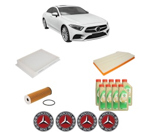 Set Pachet filtre revizie Bosch, 9 litrii ulei Castrol 5W30 MERCEDES-BENZ CLS (C257) AMG CLS 53 EQ Boost 4-matic+ (257.361) din 2018, 4x Stickere auto cu MERCEDES-BENZ - Img 2