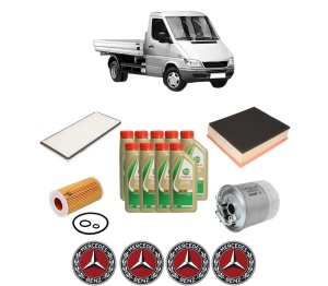 Set Pachet filtre revizie Bosch, 9 litrii ulei Castrol 5W40 MERCEDES-BENZ SPRINTER 3-t Platform/Chassis (B903) 316 CDI 4x4 (903.612, 903.613, 903.622, 903.623) din 2002-2006, 4x Stickere auto cu MERCEDES-BENZ - Img 2