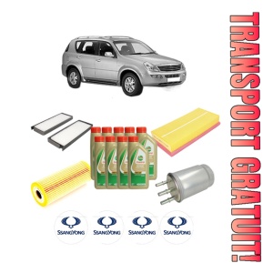 Set Pachet filtre revizie Bosch, 9 litrii ulei Castrol 5W40 SSANGYONG REXTON / REXTON II (GAB_) 2.7 Xdi din 2004, 4x Stickere auto cu SSANGYONG