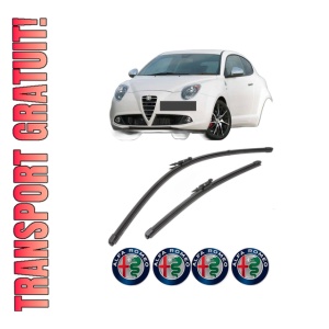 Set stergatoare ALFA ROMEO MITO (955_) din 2008-2018, pentru parbriz auto, 2 bucati, Valeo Silencio Xtrm, din cauciuc siliconat rezistent, 4 Stickere Auto ALFA ROMEO