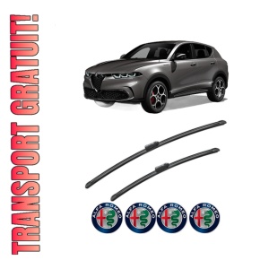 Set stergatoare ALFA ROMEO TONALE (965_) din 2022, pentru parbriz auto, 2 bucati, Bosch Aerotwin, din cauciuc siliconat rezistent, 4 Stickere Auto ALFA ROMEO