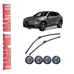 Set stergatoare ALFA ROMEO TONALE (965_) din 2022, pentru parbriz auto, 2 bucati, Valeo Silencio Xtrm, din cauciuc siliconat rezistent, 4 Stickere Auto ALFA ROMEO