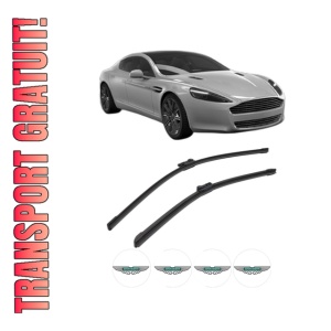 Set stergatoare ASTON MARTIN RAPIDE din 2010-2014, pentru parbriz auto, 2 bucati, Bosch Aerotwin, din cauciuc siliconat rezistent, 4 Stickere Auto ASTON MARTIN