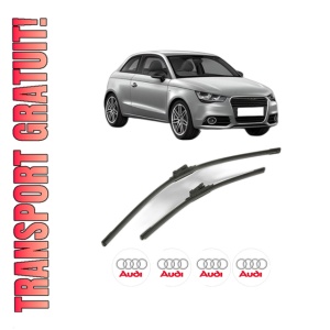 Set stergatoare AUDI A1 (8X1, 8XK) din 2010-2018, pentru parbriz auto, 2 bucati, Bosch Aerotwin, din cauciuc siliconat rezistent, 4 Stickere Auto AUDI