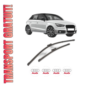 Set stergatoare AUDI A1 Sportback (8XA, 8XF) din 2011-2018, pentru parbriz auto, 2 bucati, Valeo Silencio Xtrm, din cauciuc siliconat rezistent, 4 Stickere Auto AUDI