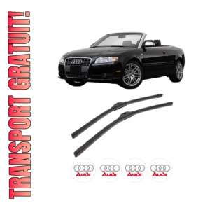 Set stergatoare AUDI A4 B7 Convertible (8HE) din 2005-2009, pentru parbriz auto, 2 bucati, Bosch Aerotwin, din cauciuc siliconat rezistent, 4 Stickere Auto AUDI