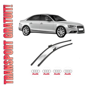 Set stergatoare AUDI A4 B8 (8K2) din 2007-2015, pentru parbriz auto, 2 bucati, Valeo Silencio Xtrm, din cauciuc siliconat rezistent, 4 Stickere Auto AUDI