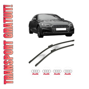 Set stergatoare AUDI A5 (F53, F5P) din 2016-2024, pentru parbriz auto, 2 bucati, Bosch Aerotwin, din cauciuc siliconat rezistent, 4 Stickere Auto AUDI