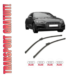 Set stergatoare AUDI A5 (F53, F5P) din 2016-2024, pentru parbriz auto, 2 bucati, Valeo Silencio Xtrm, din cauciuc siliconat rezistent, 4 Stickere Auto AUDI
