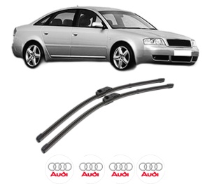 Set stergatoare AUDI A6 C5 (4B2, 4B4) din 1997-2005, pentru parbriz auto, 2 bucati, Valeo Silencio Xtrm, din cauciuc siliconat rezistent, 4 Stickere Auto AUDI v40596