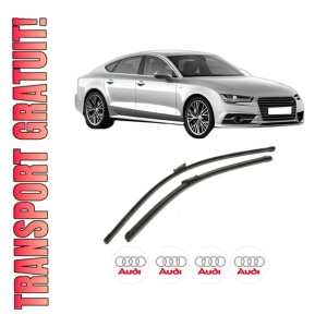 Set stergatoare AUDI A7 Sportback (4GA, 4GF) din 2010-2018, pentru parbriz auto, 2 bucati, Bosch Aerotwin, din cauciuc siliconat rezistent, 4 Stickere Auto AUDI