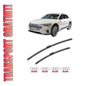 Set stergatoare AUDI E-TRON (GEN) din 2018-2020, pentru parbriz auto, 2 bucati, Bosch Aerotwin, din cauciuc siliconat rezistent, 4 Stickere Auto AUDI