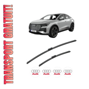 Set stergatoare AUDI Q4 Sportback (F4N) din 2021-2023, pentru parbriz auto, 2 bucati, Bosch Aerotwin, din cauciuc siliconat rezistent, 4 Stickere Auto AUDI