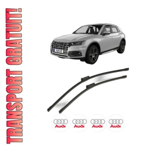 Set stergatoare AUDI Q5 (FYB, FYG) din 2016-2021, pentru parbriz auto, 2 bucati, Bosch Aerotwin, din cauciuc siliconat rezistent, 4 Stickere Auto AUDI
