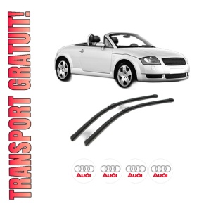 Set stergatoare AUDI TT Roadster (8N9) din 1999-2006, pentru parbriz auto, 2 bucati, Bosch Aerotwin, din cauciuc siliconat rezistent, 4 Stickere Auto AUDI