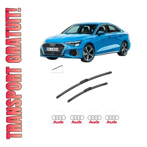 Set stergatoare auto AUDI A3 Limousine (8YS, 8YM) din 2020-2024, pentru parbriz auto, 2 bucati, Bosch Aerotwin, din cauciuc siliconat rezistent, 4 Stickere Auto AUDI