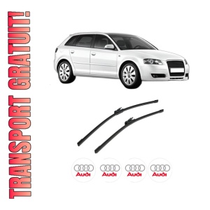 Set stergatoare auto AUDI A3 Sportback (8PA) din 2004-2013, pentru parbriz auto, 2 bucati, Bosch Aerotwin, din cauciuc siliconat rezistent, 4 Stickere Auto AUDI