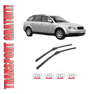 Set stergatoare auto AUDI A4 B6 Avant (8E5) din 2001-2004, pentru parbriz auto, 2 bucati, Bosch Aerotwin, din cauciuc siliconat rezistent, 4 Stickere Auto AUDI