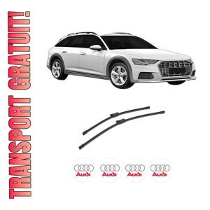 Set stergatoare auto AUDI A6 Allroad C8 (4AH) din 2018-2021, pentru parbriz auto, 2 bucati, Bosch Aerotwin, din cauciuc siliconat rezistent, 4 Stickere Auto AUDI