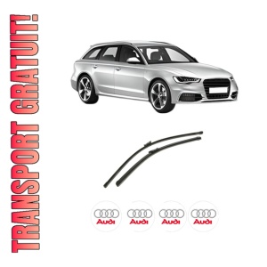 Set stergatoare auto AUDI A6 C7 Avant (4G5, 4GD) din 2011-2018, pentru parbriz auto, 2 bucati, Bosch Aerotwin, din cauciuc siliconat rezistent, 4 Stickere Auto AUDI
