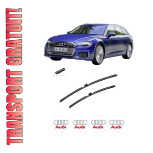 Set stergatoare auto AUDI A6 C8 Avant (4A5) din 2018-2023, pentru parbriz auto, 2 bucati, Bosch Aerotwin, din cauciuc siliconat rezistent, 4 Stickere Auto AUDI