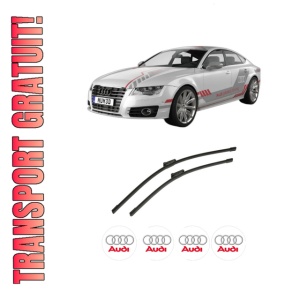 Set stergatoare auto AUDI A7 Sportback (4KA) din 2017-2021, pentru parbriz auto, 2 bucati, Bosch Aerotwin, din cauciuc siliconat rezistent, 4 Stickere Auto AUDI