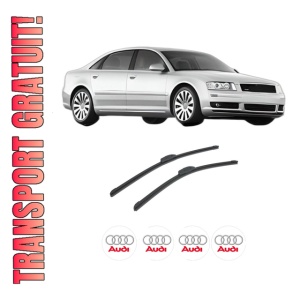 Set stergatoare auto AUDI A8 D3 (4E2, 4E8) din 2002-2010, pentru parbriz auto, 2 bucati, Bosch Aerotwin Retrofit, din cauciuc siliconat rezistent, 4 Stickere Auto AUDI
