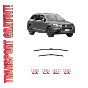 Set stergatoare auto AUDI Q7 (4MB, 4MG, 4MQ) din 2015-2020, pentru parbriz auto, 2 bucati, Bosch Aerotwin, din cauciuc siliconat rezistent, 4 Stickere Auto AUDI