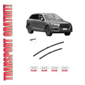 Set stergatoare auto AUDI Q7 Van (4MB, 4MG) din 2015-2019, pentru parbriz auto, 2 bucati, Bosch Aerotwin, din cauciuc siliconat rezistent, 4 Stickere Auto AUDI